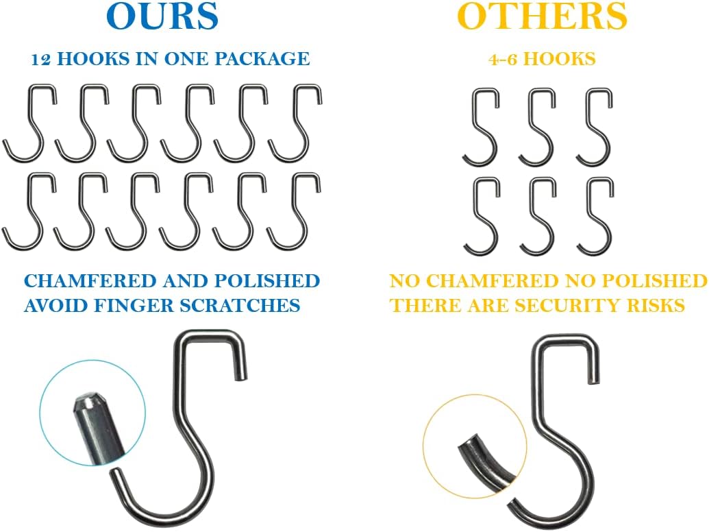 YIIYIIN 24-Inch Magnetic Knife Holder for Wall – 304 Stainless Steel Knife Strip with 12 Hooks – Magnetic Knife & Utensil Rack