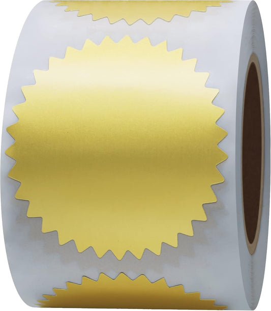 Hybsk 300pcs Notary Seals 2 inch Embossing Stickers Gold Metallic Certificate Sealing Labels with Serrated Edge for Awards Legal (Gold)