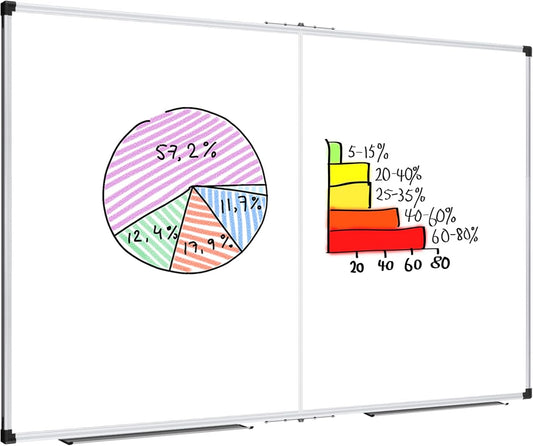 XBoard Magnetic Whiteboard 60 x 36 Inch, Foldable Dry Erase White Board with Aluminium Frame & Marker Tray 5' x 3', Wall Mounted Folding Message Presentation Board