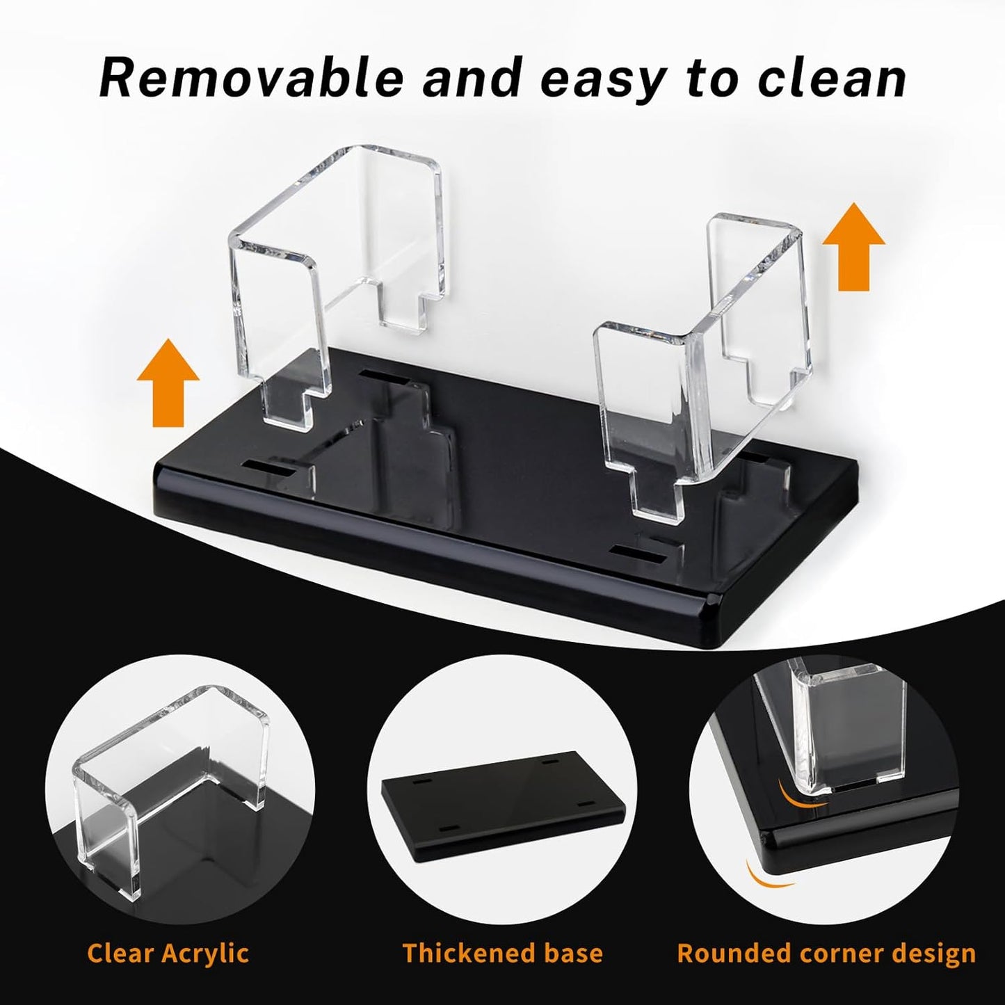 Acrylic Business Card Holder Black 1Pack Enlarged Holds 120 Cards for Office/Exhibition/Restaurant Desk/Counter Display Name Card Organizer Stand