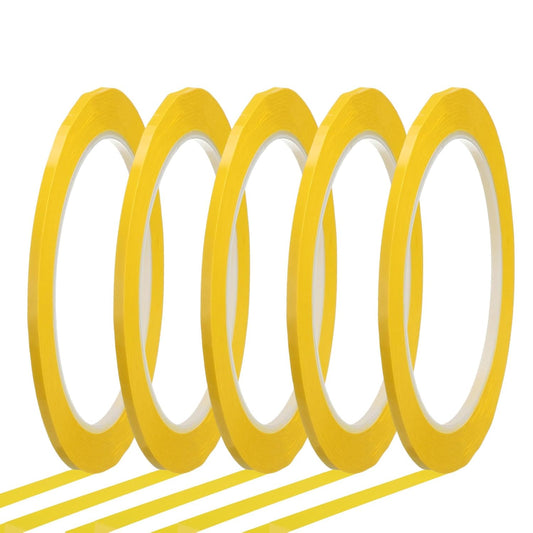 MECCANIXITY Whiteboard Tape 1/8" x 72 Yard Pinstripe Graphic Chart Line Grid Marking Tapes for Classroom Office Dry Erase Board Art, Dark Yellow, Pack of 5