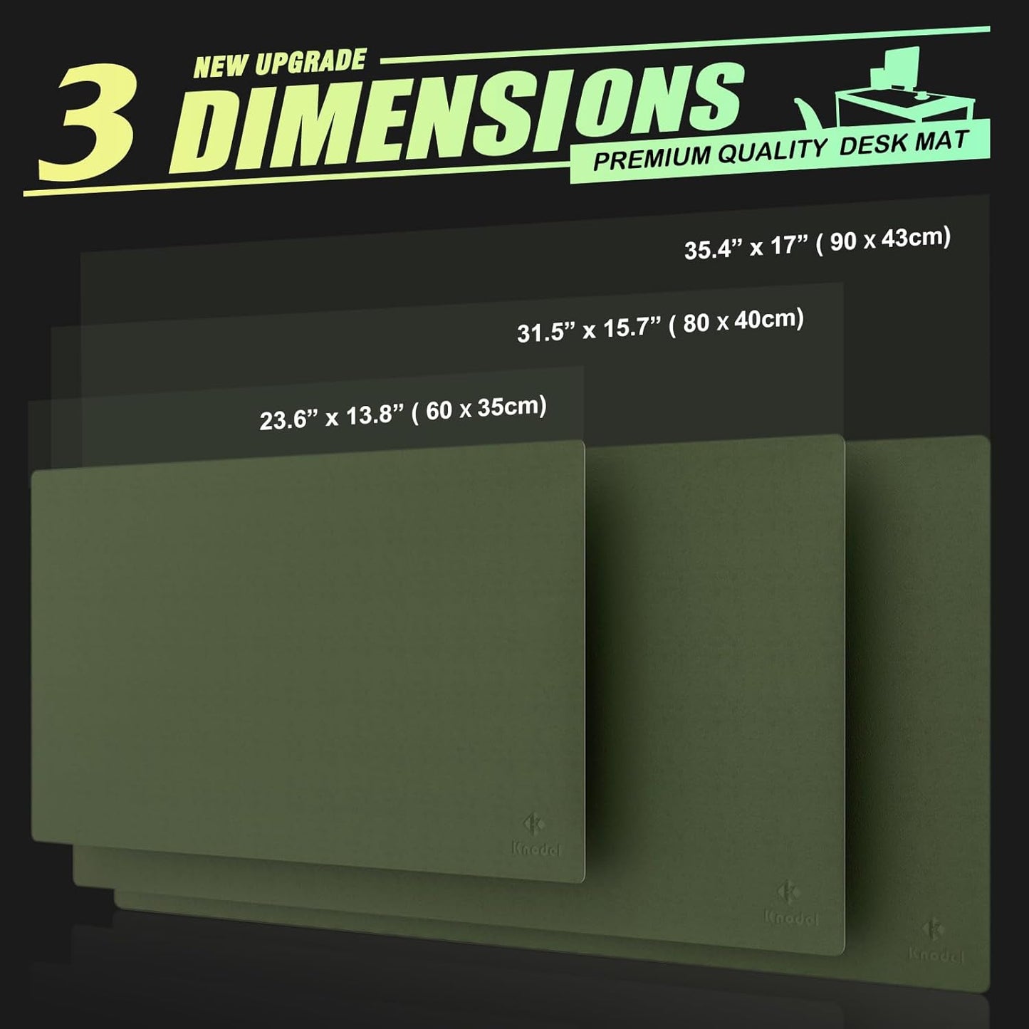 K KNODEL Large Office Leather Desk Mat, Mouse and Keyboard Pad, Computer and Laptop Mat, Desktop Protector and Cover, Writing Pad and Blotter (35.4"x17", Dark Green)