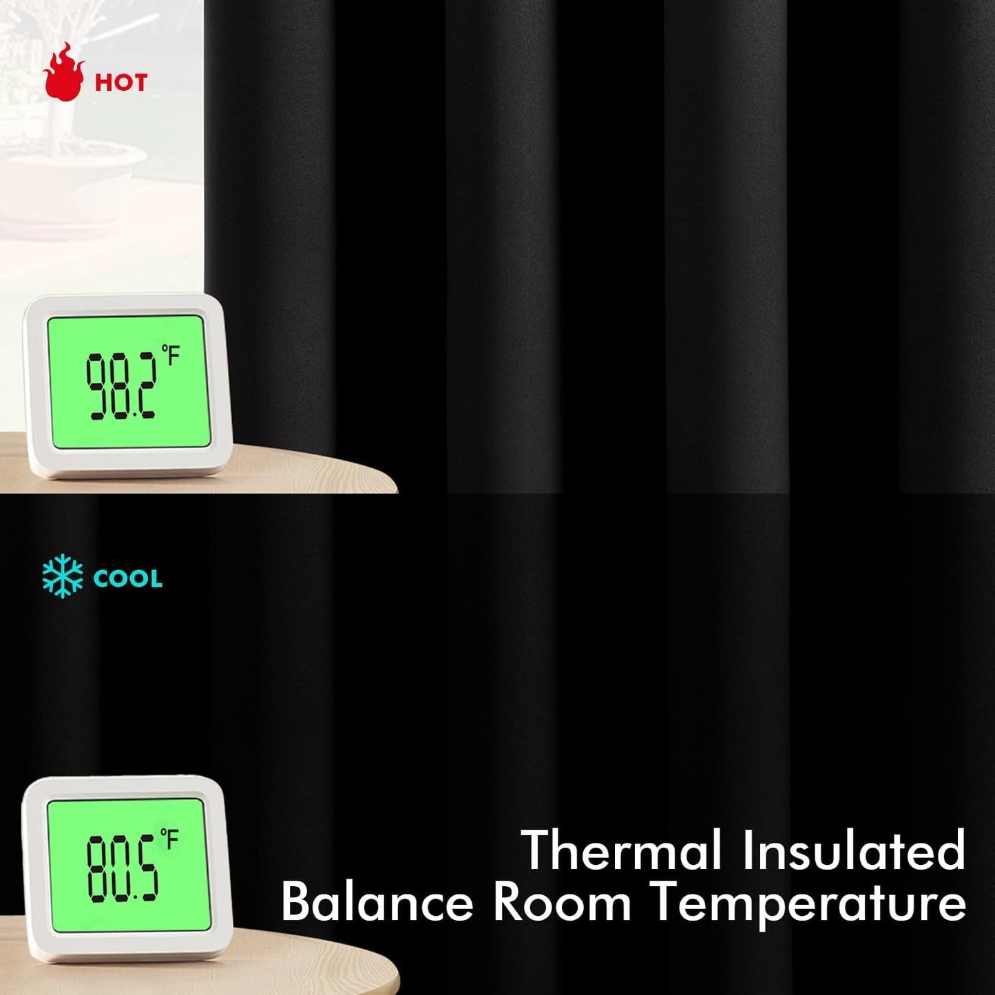 MIULEE Black Blackout Curtains - Bedroom Window Treatment Curtains Thermal Insulated Room Darkening Drapes for Living Room Kitchen Grommet Light Blocking Halloween Drapery 40 x 45 Inches Long 2 Panels