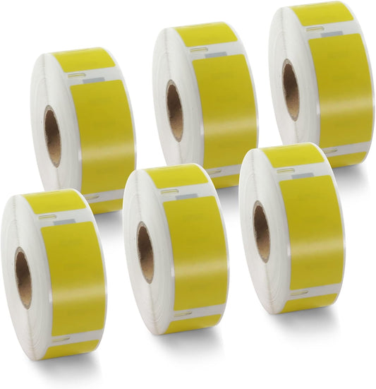 BETCKEY Colored Labels Compatible with Dymo 30336 (1" x 2-1/8") Return Address Labels, Compatible for Dymo LabelWriter Thermal 450, 4XL & Zebra Desktop Printers [6 Rolls, 3000 Labels, Yellow]