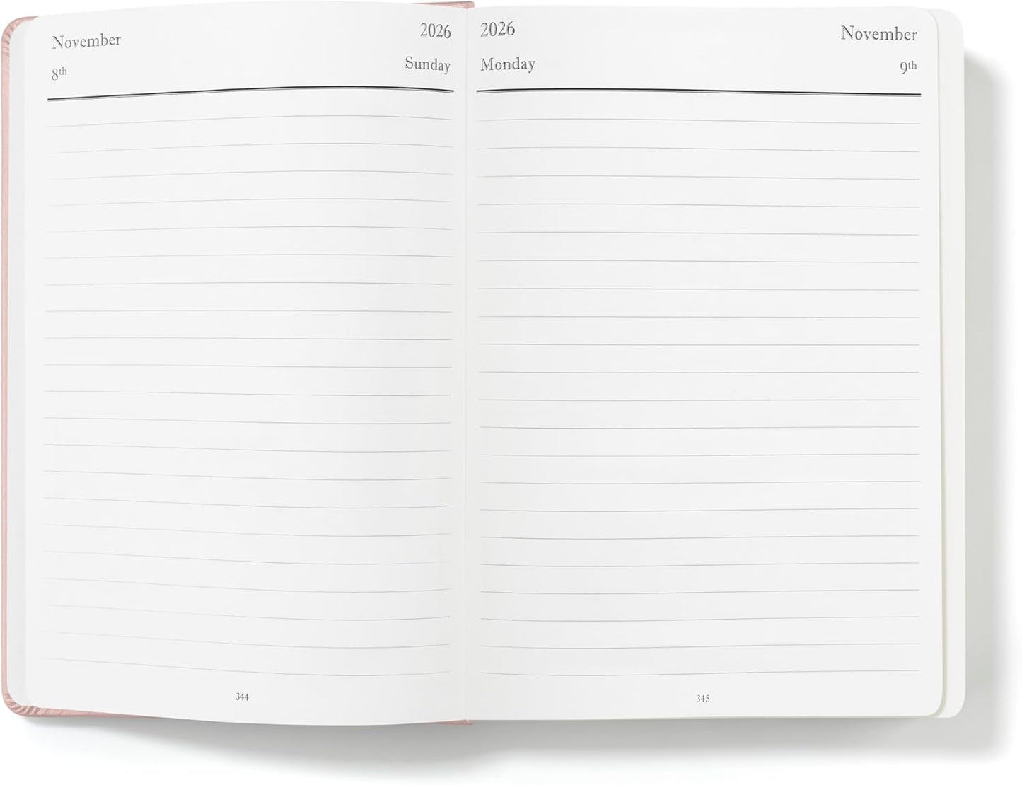Wykeham's Executive 2026 Daily Journal Planner – US Public Holidays & Format – Customization Available (Rose, 8.5"×5.5")