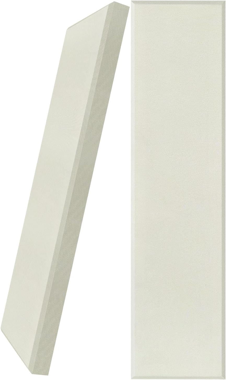 UMIACOUSTICS 2 PCS Fiberglass Acoustic Panels, 48x12x2 Inches Sound Absorbing Panels, Self-adhesive Sound Proof Panels for Studios, Office, Home Theater. (Off White)
