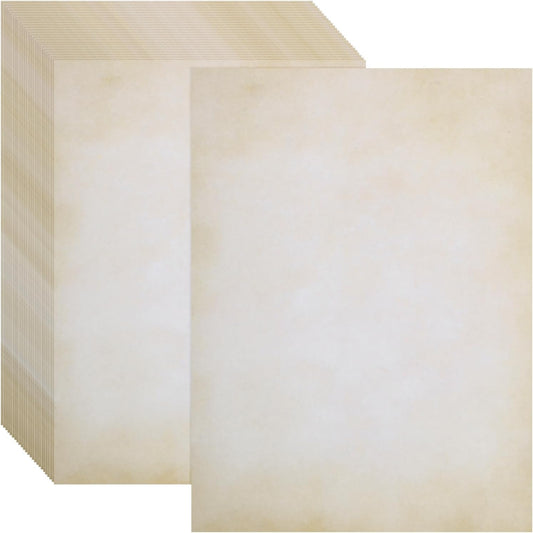 MECCANIXITY 24 Packs Vintage Cotton Paper Printer Paper Printer Edge White Brown Gradient Classic for Letter Writing, Invitations, Wedding-8 x 11 Inch