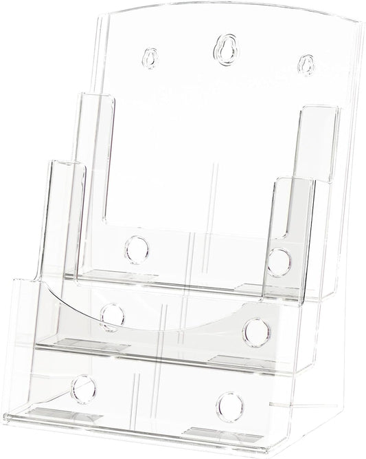 Acrylic Brochure Holder 8.5 x 11 inches, 3 Tier Clear Plastic Flyer Holder Display Stand, Wall Mount/Countertop Literature Organizer for Documents, Pamphlets, Booklets, and Menu