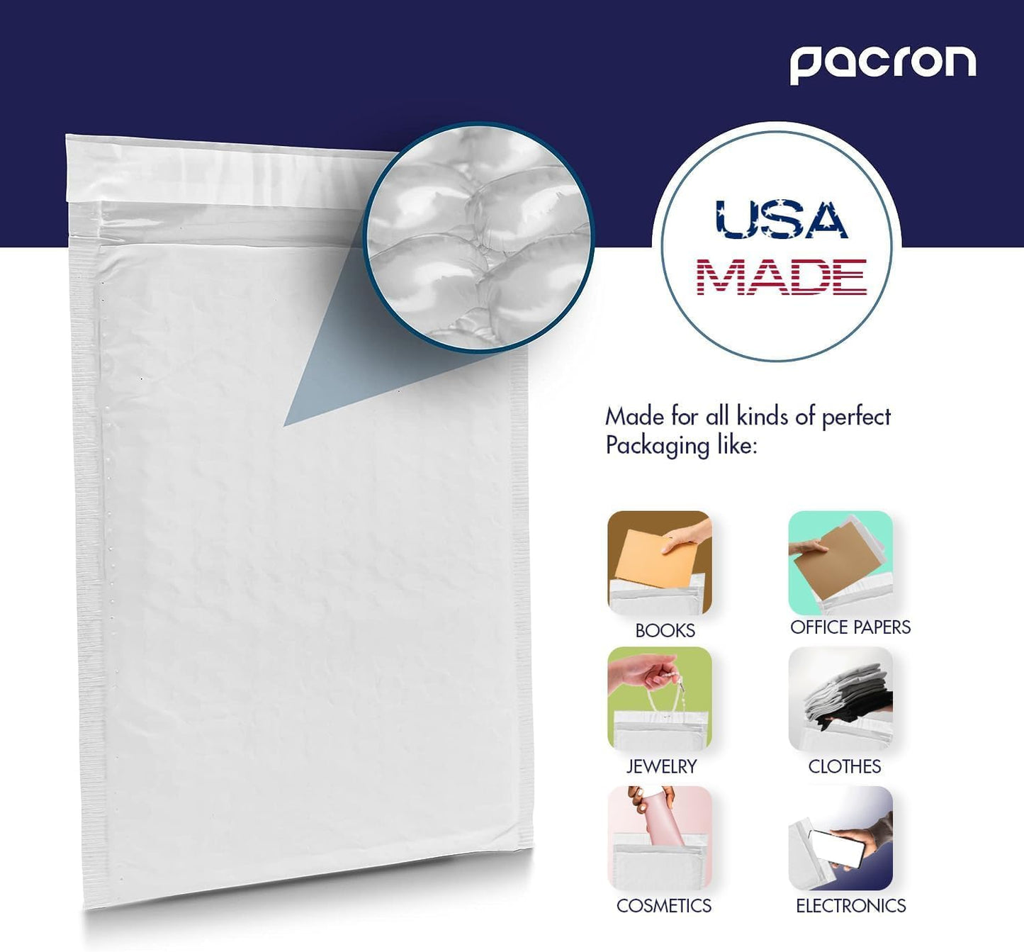 250-Pack Waterproof Poly Bubble Mailers 6 x 10 - Thick, Durable, Instant Seal Envelopes with Strong Adhesive - Protective Shipping Mailers for Jewelry, Cosmetics, SD Cards, USB Cables
