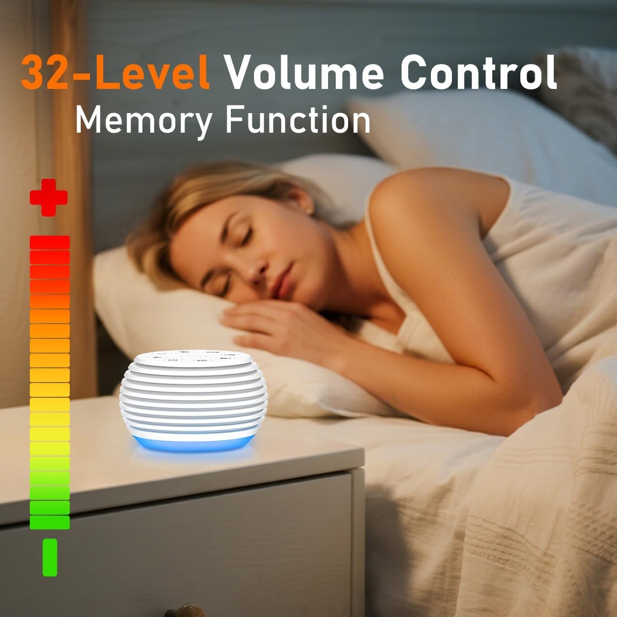 SleeZOO Portable Sound Machine White Noise Machine Sleep Machine with 30 Soothing Sounds 12 Lights 5 Timers 32 Volume Levels Memory Function Rechargeable for Baby Kids Adults and Home Office Travel