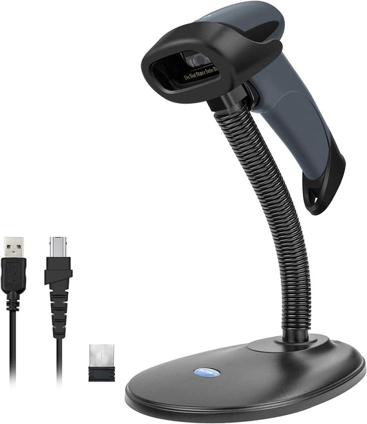 NETUM Bluetooth 1D Barcode Scanner with Stand 2.4G Wireless & Bluetooth & Wired CCD Scanner Gun for Supermarket, Store, Warehouse Handheld Bar Code Reader Work with Windows, Mac,Android, iOS -M6S