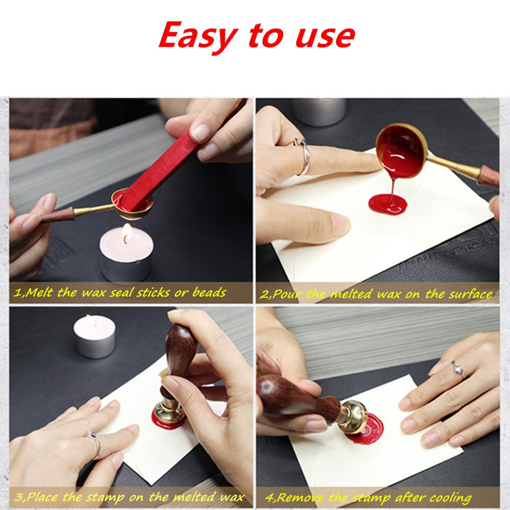 Wax Seal Stamp With Removable Brass Head Wooden Handle - Flamingo Design for Envelope Sealing