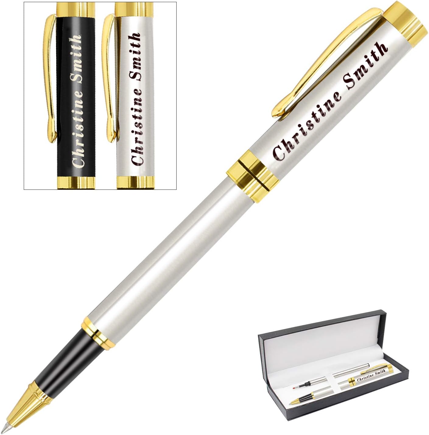 Amlion Personalized Pens Custom Engraved Pen with Name, Refillable Medium Refill, Personalized Gifts for Men Women