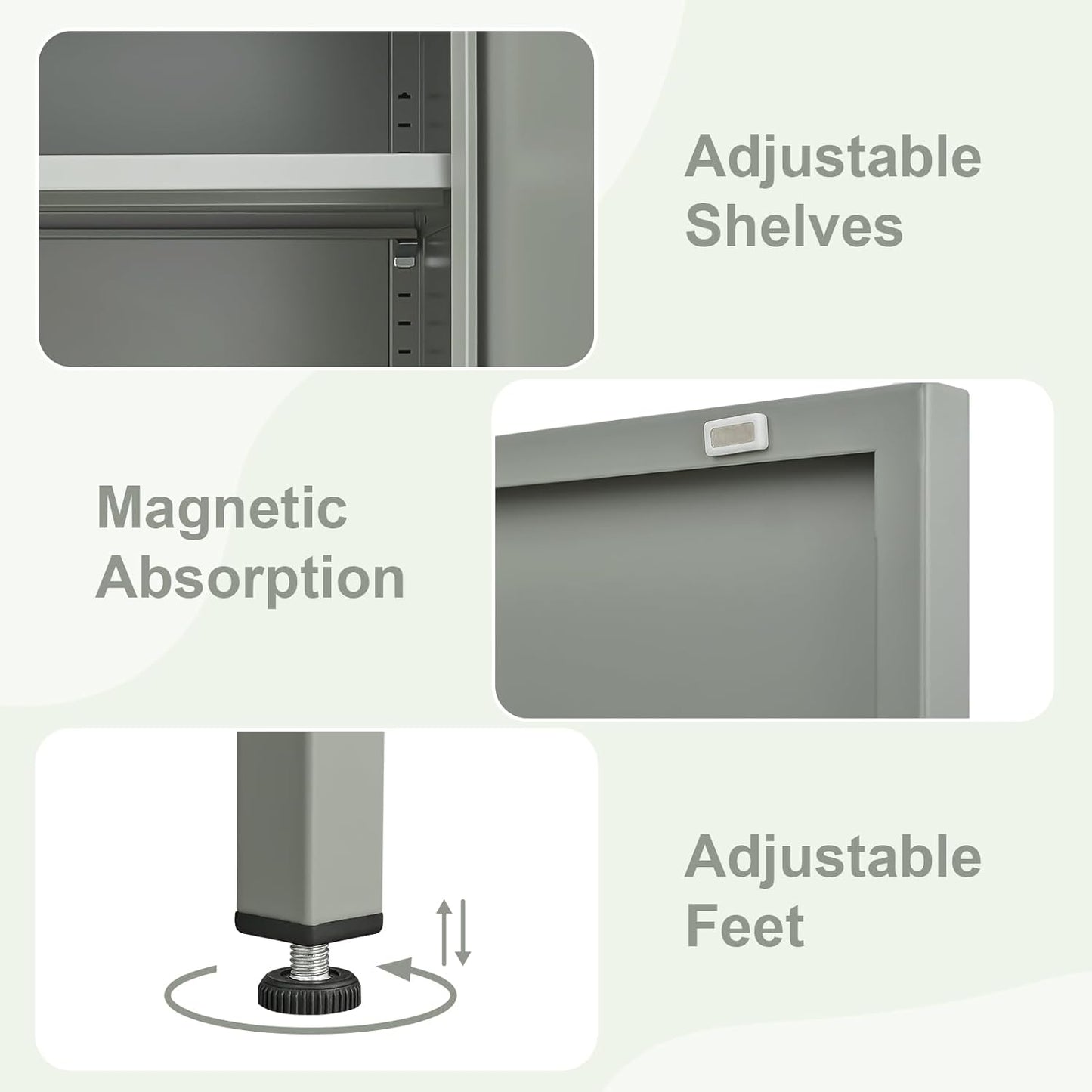 Metal Nightstand,Storage Cabinet with Shelf,Single Door Metal Cabinet,Multifunctional Home Table,Green