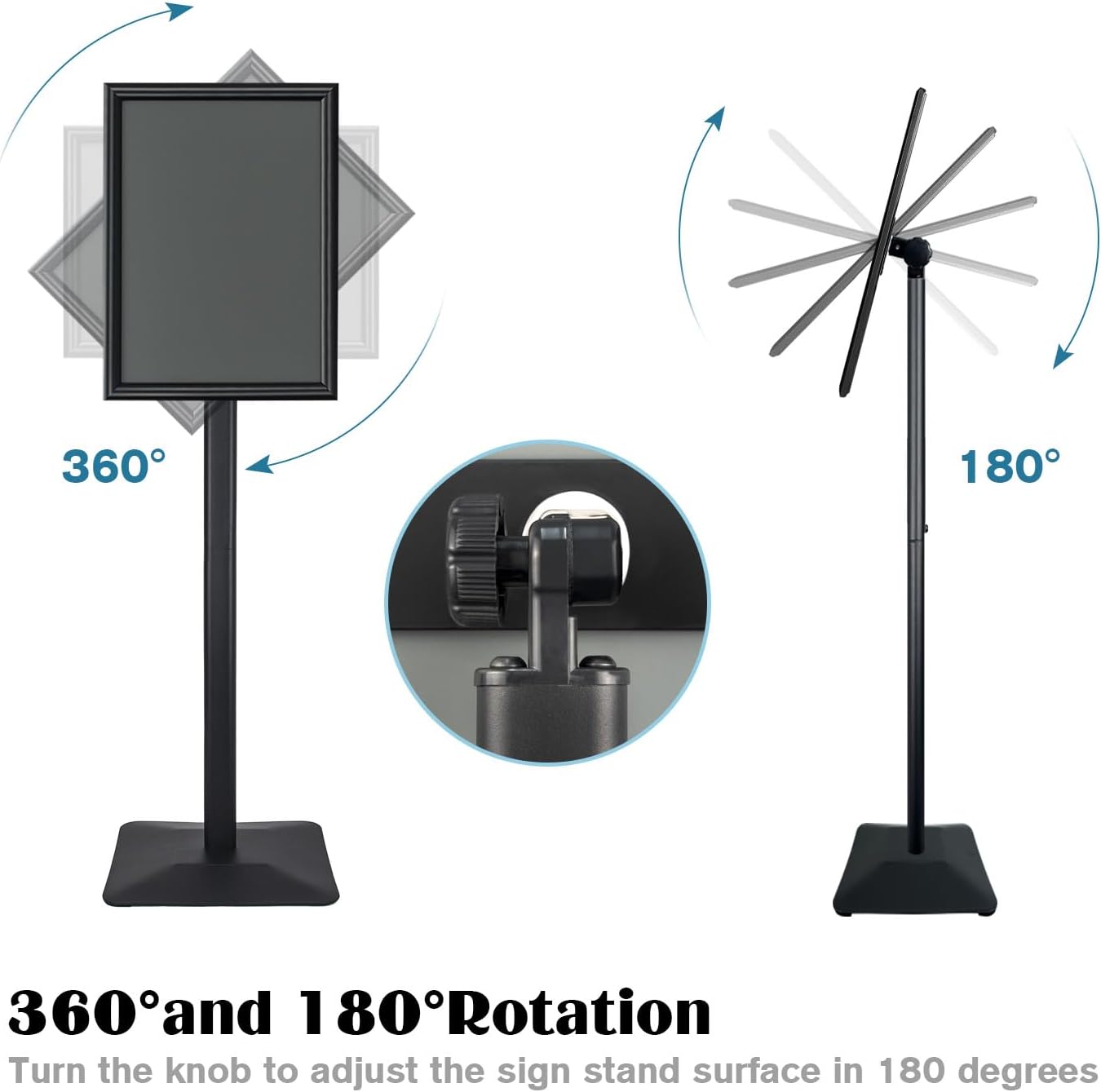 Sign Stand for Display, 11lbs Integrated Rod Heavy Duty Pedestal Floor Signage Stand Holder, for Outdoor or Indoor Advertising (8.5 x 11, Black, 3Pack)