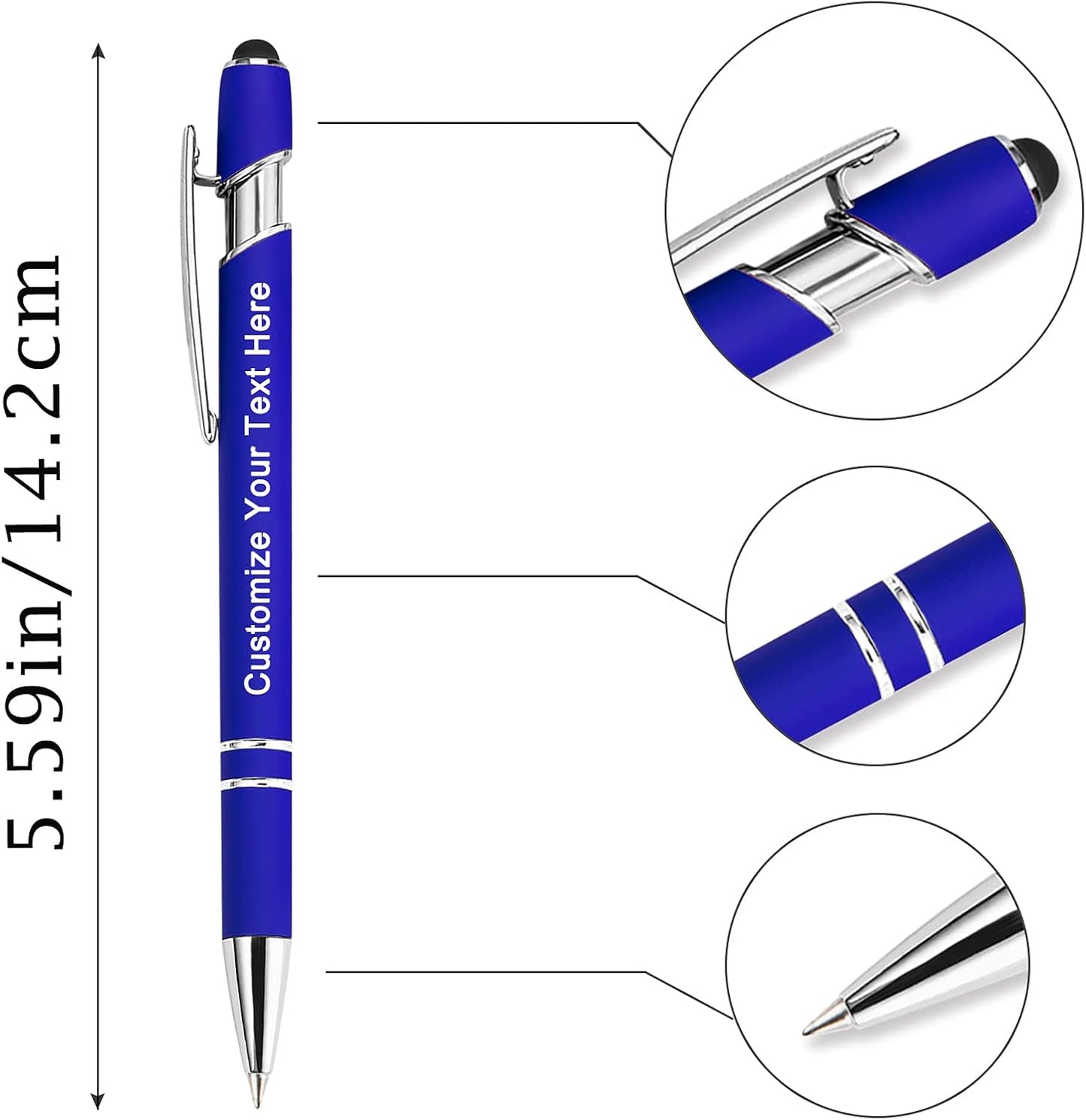 Max 500 Pcs Personalized Pens Bulk, Custom Pens with Free Engraving, Customized Stylus Tip Ballpoint Pen with Your Name Massage Text for School Office Business Graduation Anniversaries-100 Packs