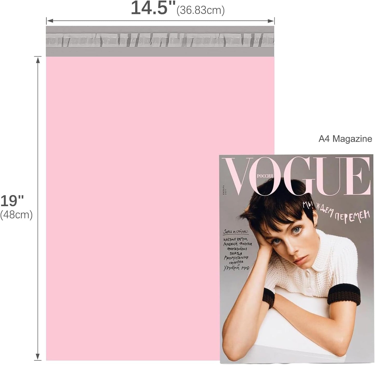 Fuxury 400 Pcs Poly Mailers 14.5x19 Inch, Bulk Shipping Bags for Clothing, Strong Adhesive Shipping Envelopes for Small Business Suppliers,Waterproof Mailers Poly Bags Mailing Envelopes Light Pink