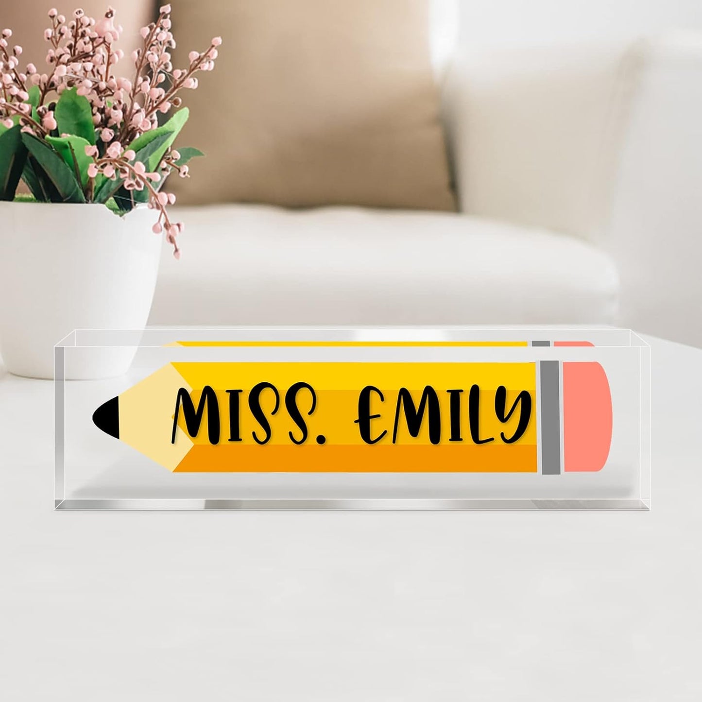 Gowelly Office Acrylic Teacher Name Plate for Desk |Desk Name Plate Personalized| Custom Teacher Appreciation Gifts in Bulk |Office Teacher Supplies Gifts for Women|Gifts for Teachers