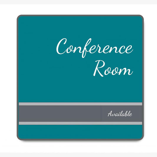 NapTags Conference Room Slider Signs (Bahama Blue - Black Frame, 6" x 6")