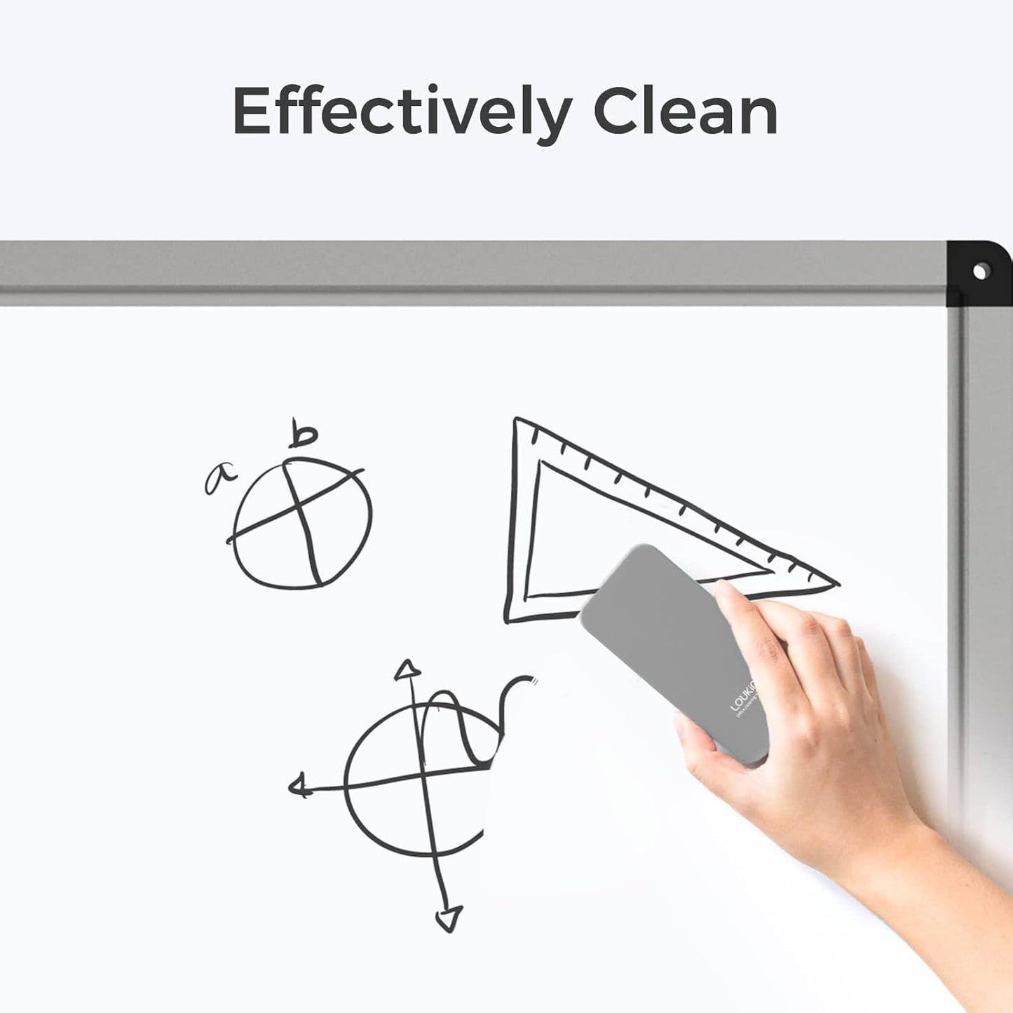 loukin 4 Pack Magnetic Dry Erase Eraser, Whiteboard Eraser, Glass Board Remover, 3.4 fl oz Whiteboard Cleaner * 2 Included, for Classroom, Home and Office Use (Gray*2, White*2)