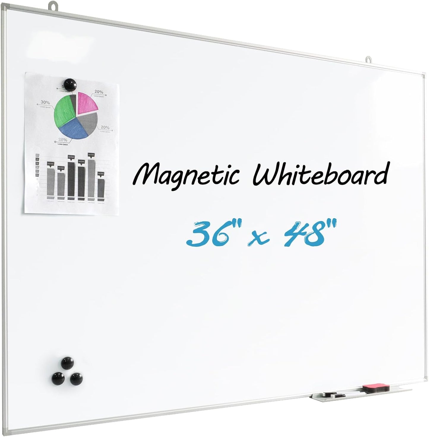 Magnetic Writeboard 36X48 Dry Erase Board Hanging & Wall Mounted Whiteboard S Aluminium Frame Message Boards for Home, School, Office, Kitchen