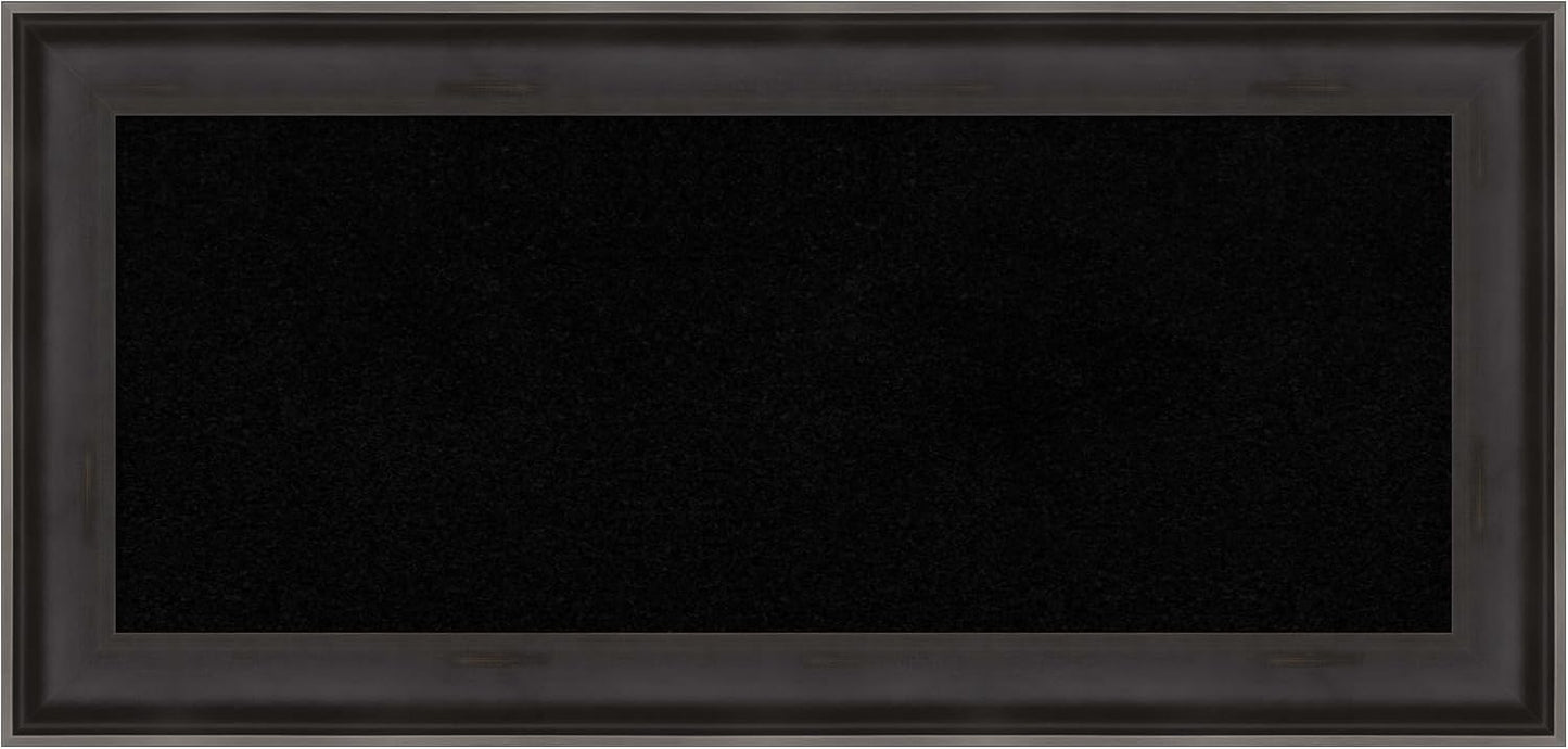 Amanti Art Black Cork Board for Wall, 16x34 Vision Board with Black Wood Frame, Medium Corkboard Office Decor for Home Organization, Casual Corkboard Pinboard to Display Items for Home Organization