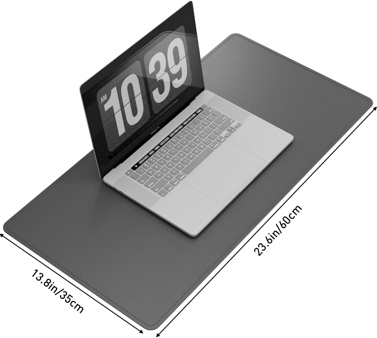 DAWNTREES Desk Mat Protector,PU Leather Laptop Pad,Non Slip, 23.6" x 13.8" Large Mouse Pad and Keyboard Mat, Waterproof Writing Pad for Office and Home (Dark Gray)