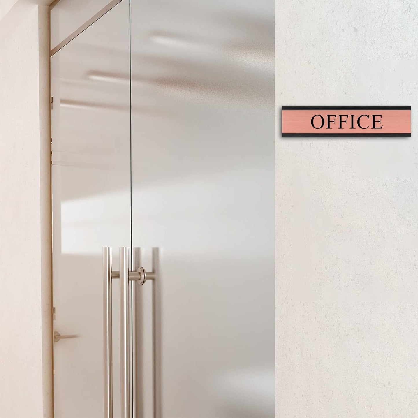 5 Pack Aluminum Wall or Door Name Plate Holder, Wall Mount Office Door Sign Holder with Double Sided Tape, for Business Department, Meeting Room, Room Number (Black, 2" x 8")