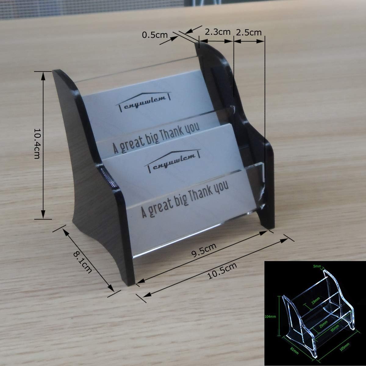 Enyuwlcm Acrylic 2 Tier Business Card Holder Display for Desk Elegant Business Card Stand for Office Counter Black/Clear