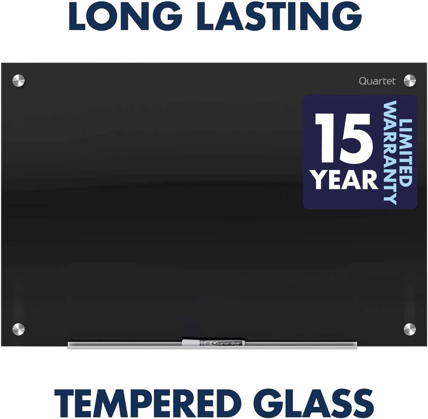 Quartet Glass Whiteboard, Magnetic Dry Erase White Board, 24" x 18", Black Surface, Infinity (G2418B)