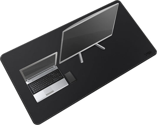 VYAAA Leather Desk Mat, 51"×27.5" Large Mouse Pad, Desktop Protector for Desk, Multifunctional Keyboard Mouse Pad for Home or Office (Black)