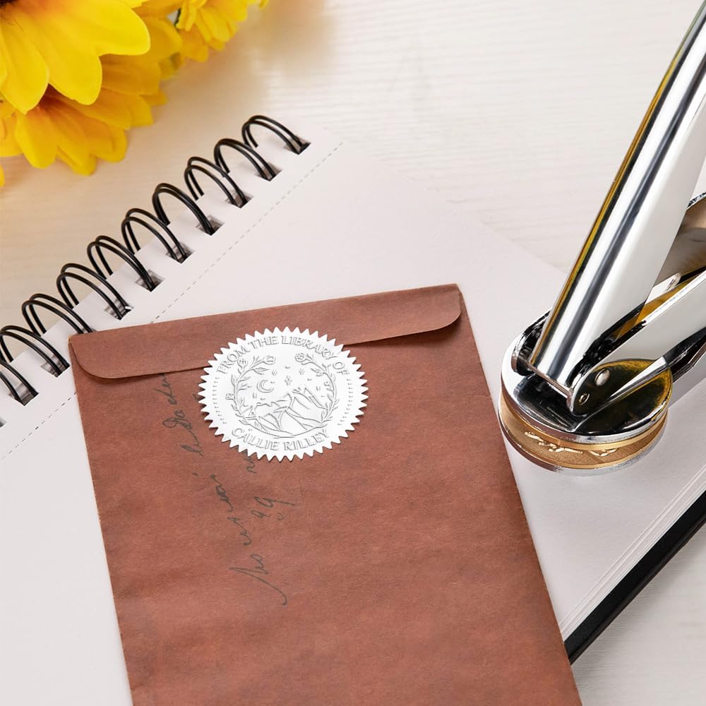 CALLIE from The Library of | Ex Libris | Personalized Book Embosser Stamp | Custom Sword Theme Book Stamp | Stamp Your Library | Gifts for Book Lovers