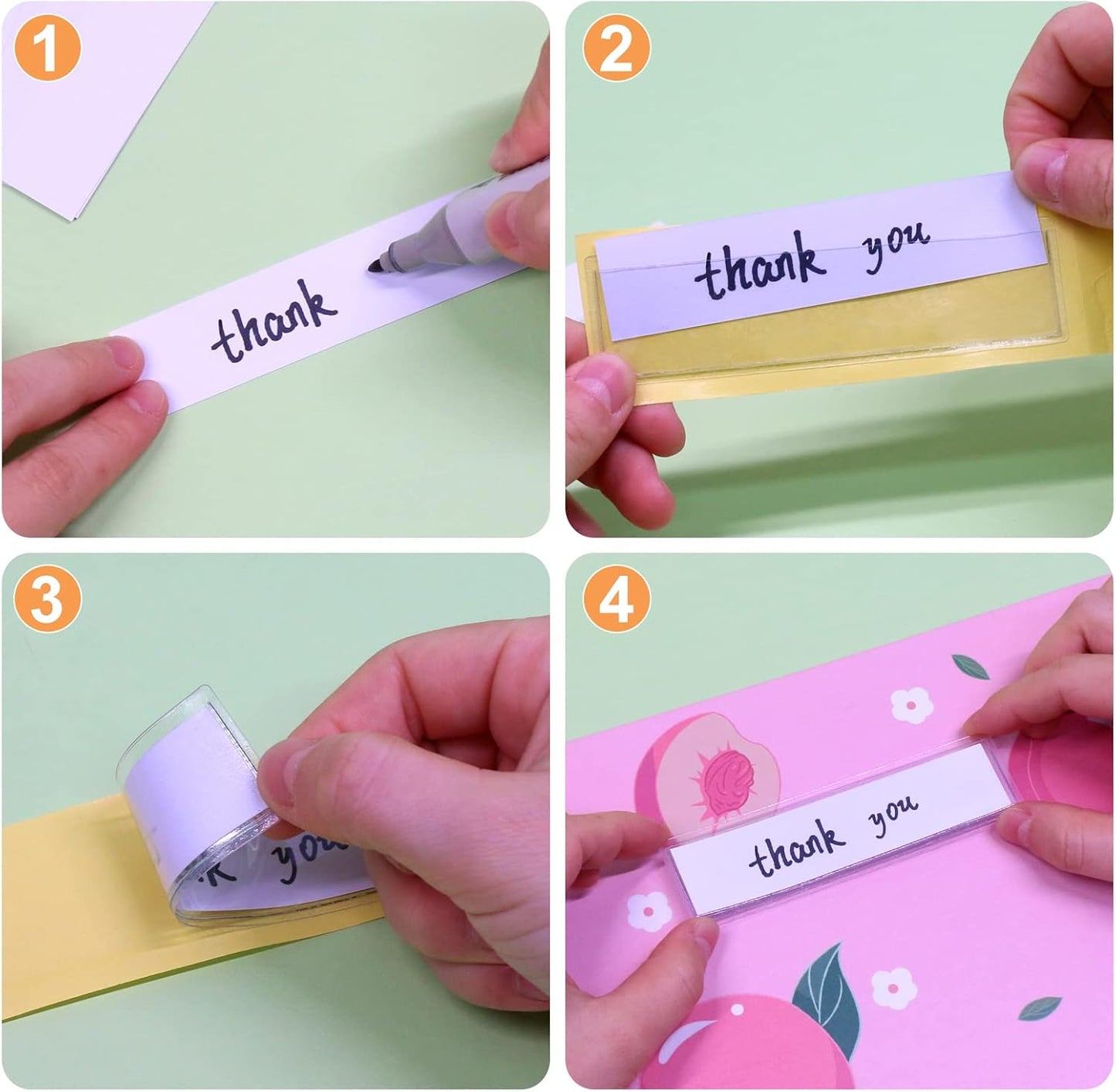 Label Holders Adhesive Shelf Tags - Fushing 150Pcs Clear Plastic Labels for Storage Bins with Name Label Badge Inserts, Removable Adhesive Pockets for Shelf Mailbox Binders Drawers Cabinets Organizer