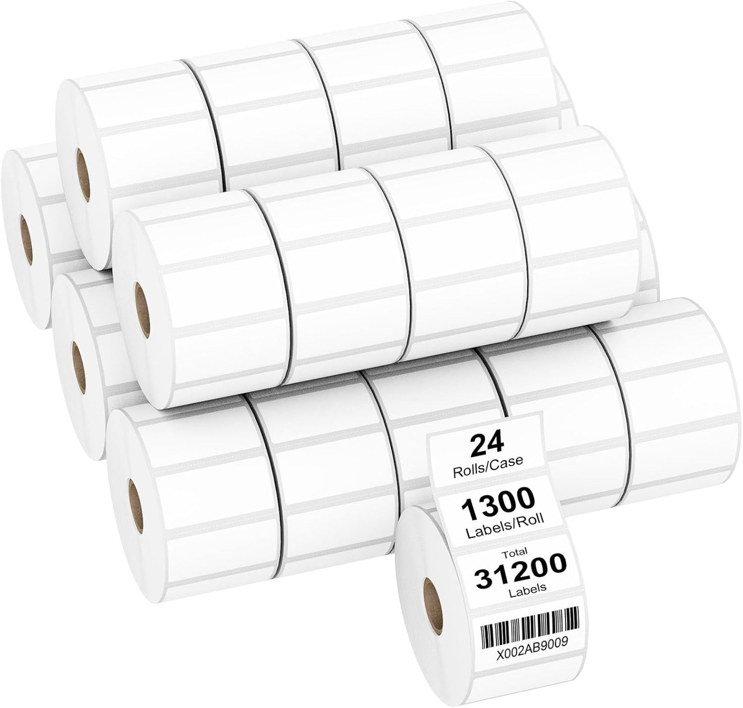 AveneMark 24 Rolls 2" x 1" Direct Thermal Labels for Barcodes Postage Address Shipping Labels Compatible with Rollo & Zebra Desktop Printers Adhesive - 1300 Labels/Roll