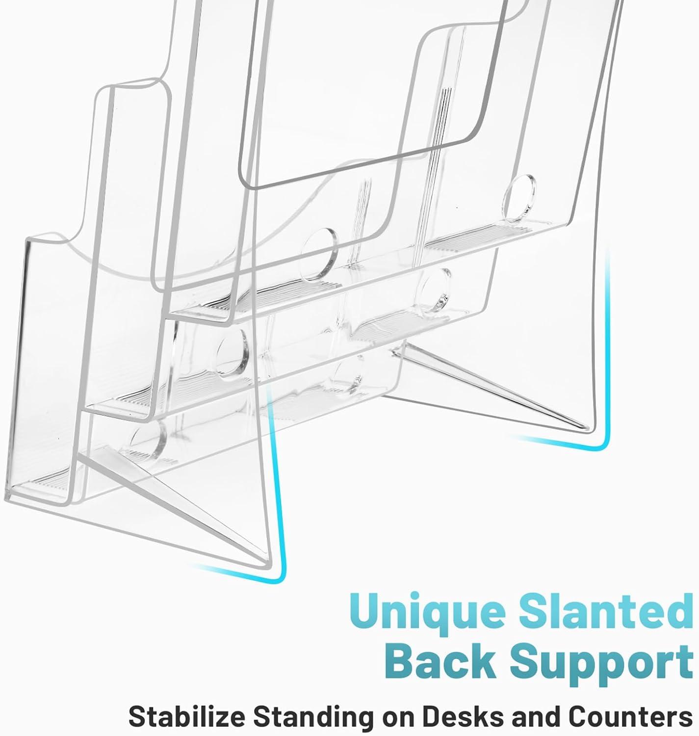 2Pack Acrylic Brochure Holder 8.5 x 11 inches, 3 Tier Clear Plastic Flyer Holder Display Stand, Wall Mount/Countertop Literature Organizer for Documents, Pamphlets, Booklets, and Menu