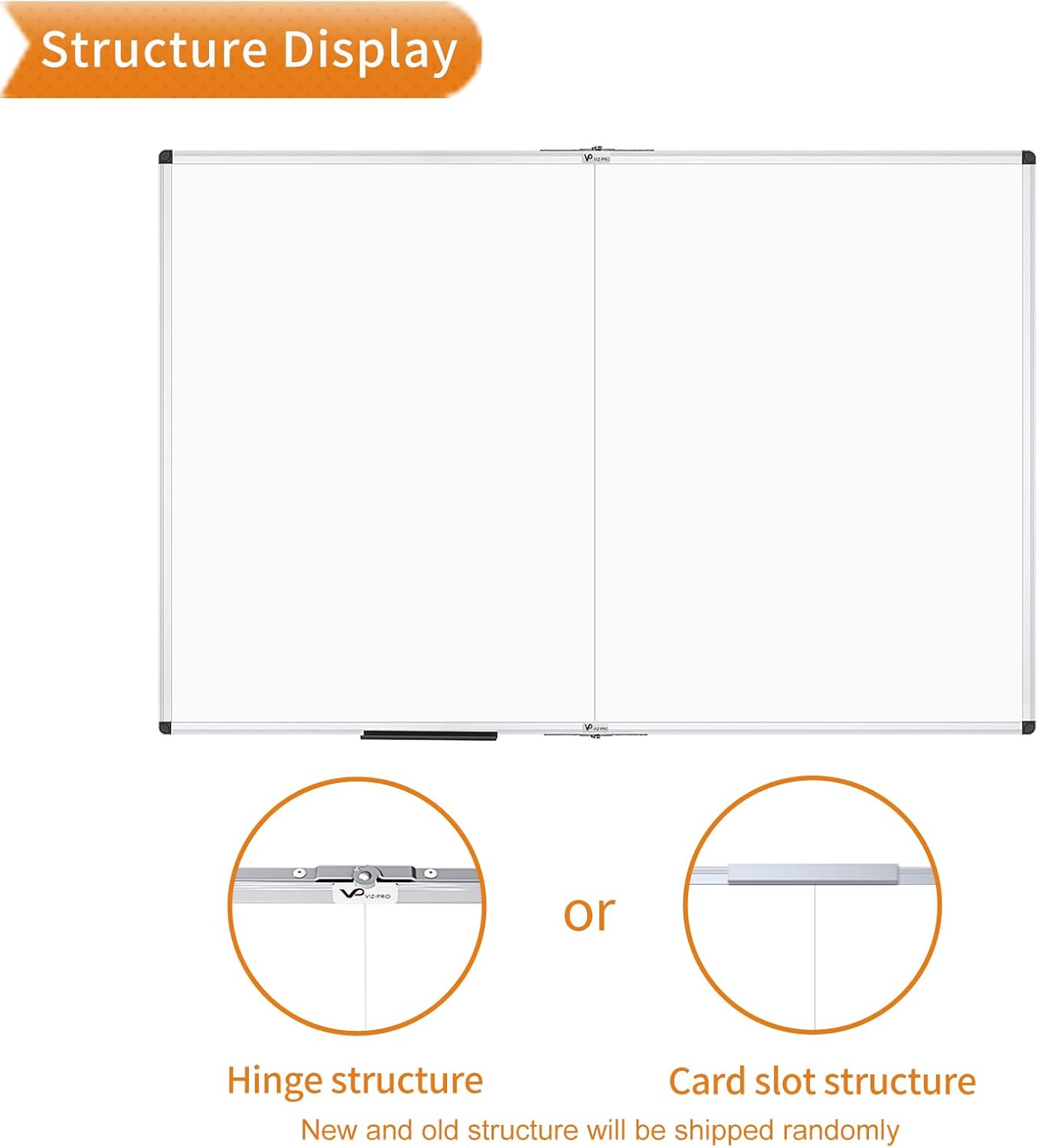 VIZ-PRO Dry Erase White Board/Magnetic Foldable Whiteboard, 48 X 36 Inches, Silver Aluminium Frame