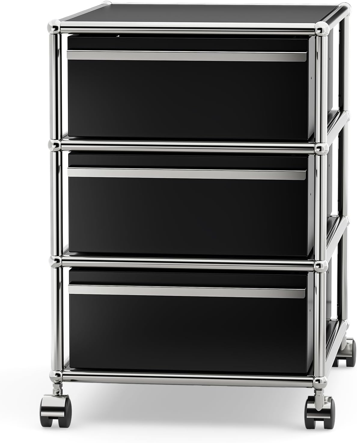 Steel Mobile File Cabinet for Office & Home with 360° Silent Wheels, Smooth Drawer Slides, Large Capacity, Waterproof and Rust-Proof, Stylish & Durable Storage Cabinet (3 Drawer, Black)