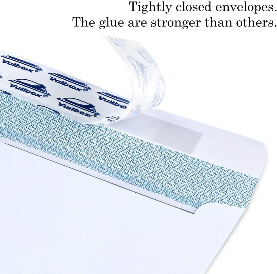 ValBox 200 Count #8 Double Window Envelopes 3 5/8" x 8 11/16" Flip and Seal Double Window Security Check Envelopes- Security Tint Pattern Designed for Home Office Secure Mailing