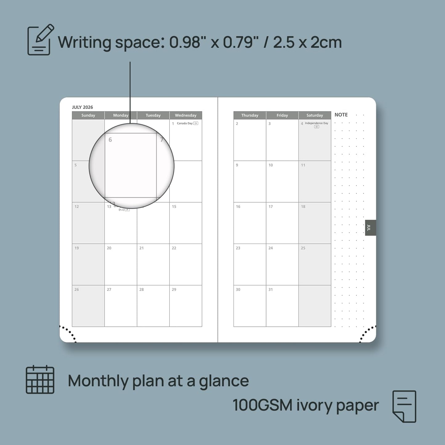 POPRUN Pocket Calendar 2026 (Small Size- 4'' x 6.25") Weekly and Monthly for Purse - Planner 2026 (Jan. 2026 - Dec. 2026) with Vegan Leather Soft Cover, Plastic Ruler,TJ-26-CELA6 - Blue Green