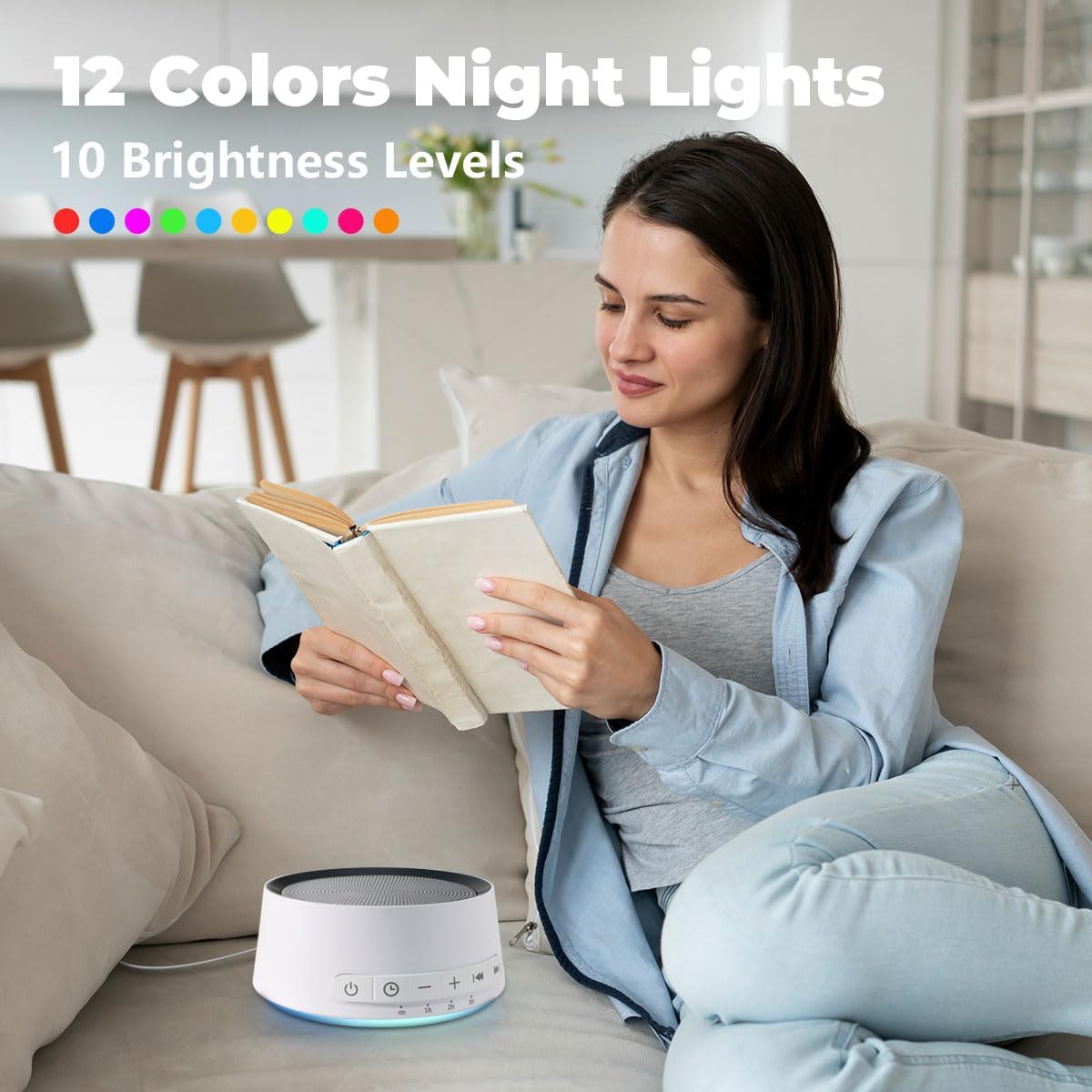 Sound Machine White Noise Machine with 30 Soothing Sounds 12 Colors Night Light Sleep Machine for Baby Kids Adults Brown Nosie Machine Pink Noise Machine with 32 Volume Levels for Office Home Travel