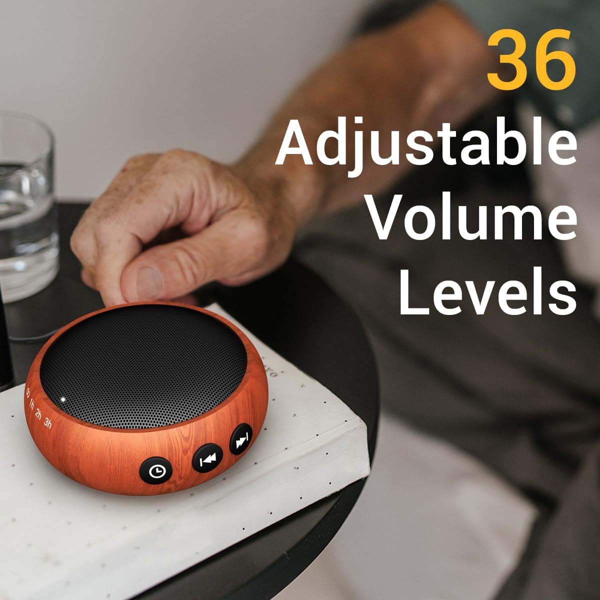 SoundMe Small Sound Machine Brown Noise Machine 30 Soothing Natural Sounds Rain Fan Pink White Noise Machine for Baby Kids Adults with 36 Volume Control Powered by AC or USB Sleep Timer Wood Grain