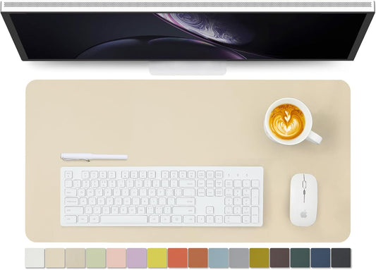 Leather Desk Mat - Non-Slip PU Desk Pad for Office and Home - Desk Organization and Accessories - Ideal for Large Mouse Pad and Desk Mats on Top of Desks (Beige,27.6"x 13.8")