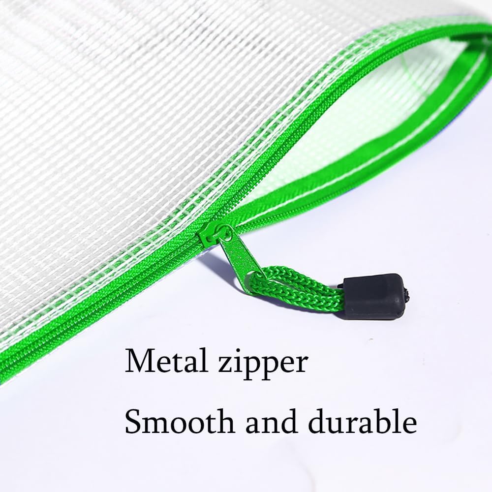 Mesh Zipper Pouch Bag,A3 Zipper Bag for Organizing Storage, Waterproof Zipper Pouch, 17" x 12"/44cm x 32cm, File Bag for School and Office Supplies (Green)