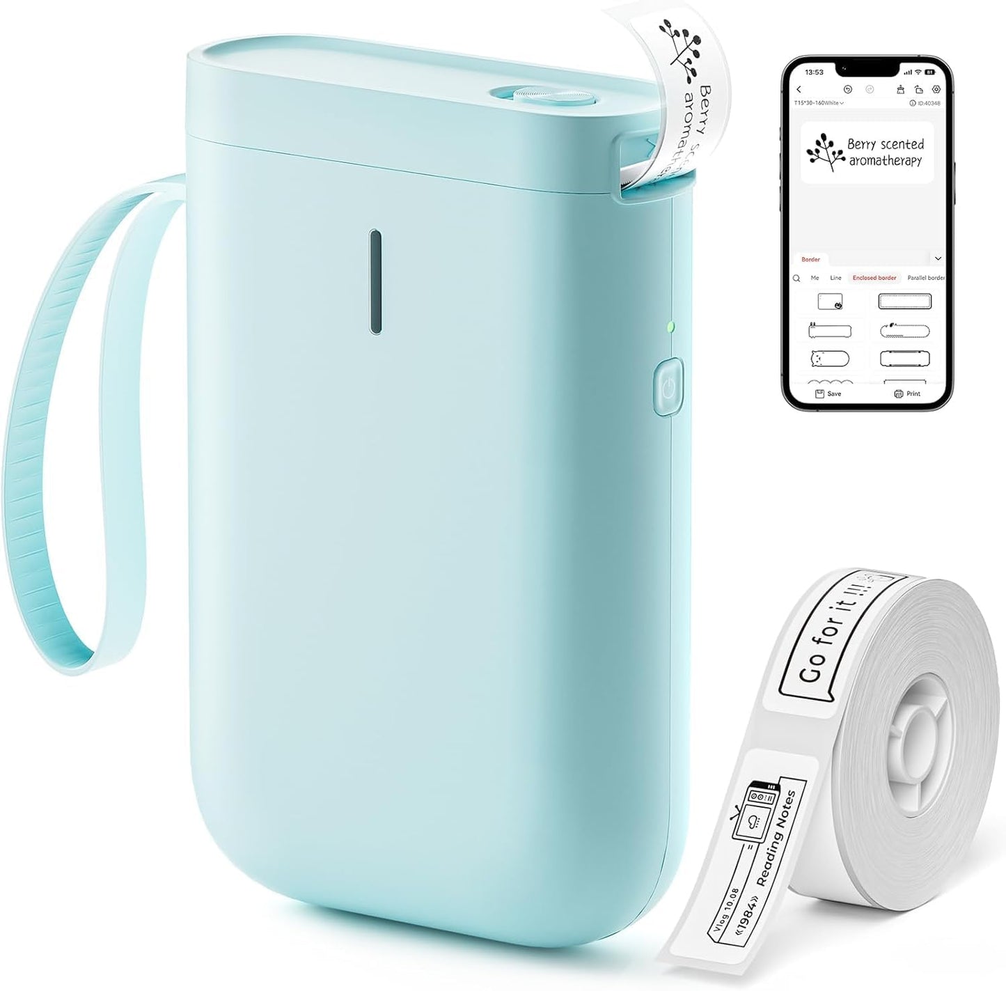 DEEPIN D11 Label Maker Machine Portable Bluetooth Label Maker with Tape, Thermal Label Printer Multiple Templates for Phone, Mini Label Sticker Printer for Business Office Organization, Green