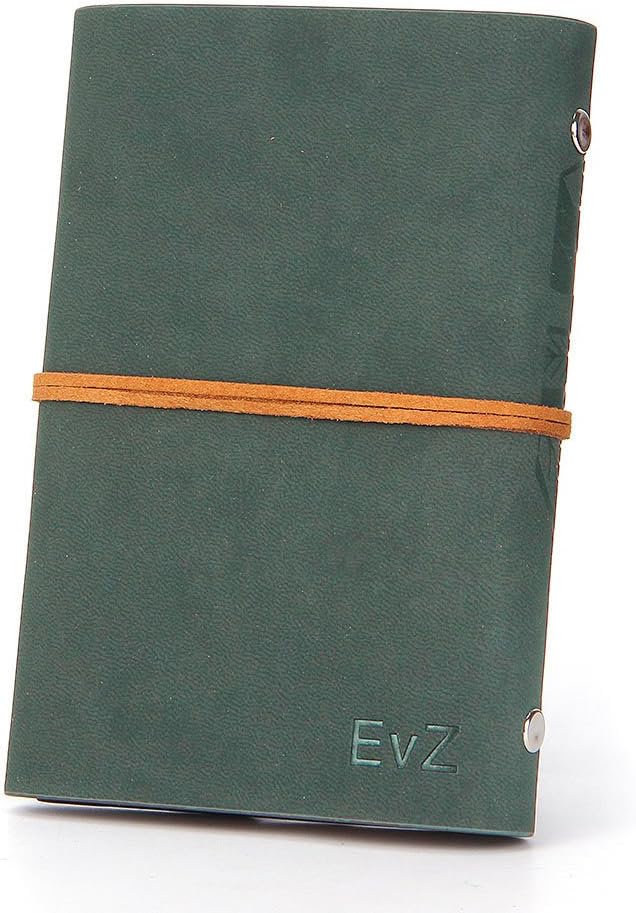 EvZ 7 Inches Vintage Dark Green PU Leather Cover Loose Leaf Blank Notebook Journal Diary Gift