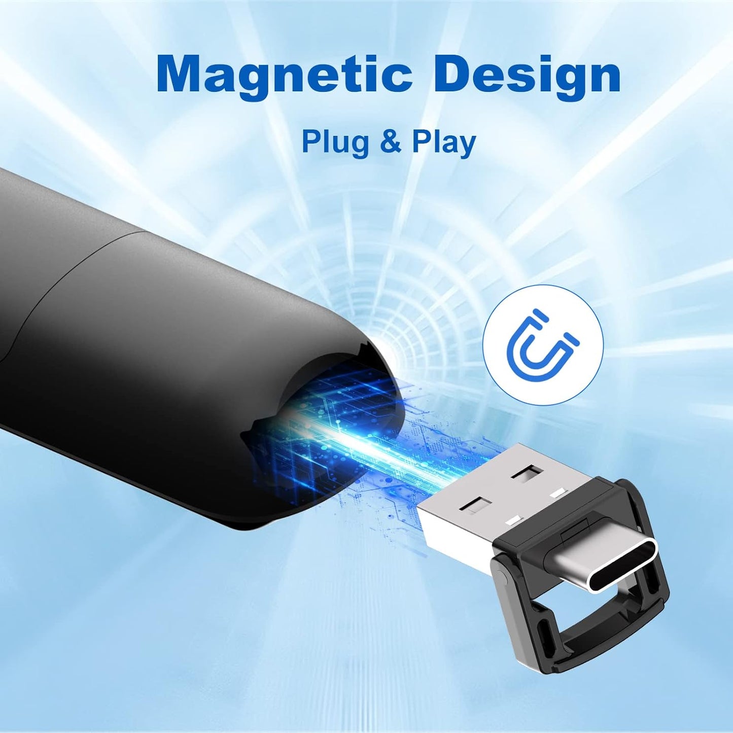 Presentation Clicker PowerPoint Wireless Presenter Remote: Rechargeable Green Laser Pointer Clickers USB A Type C Computer Mac Power Point PPT Slideshow Google Slide Advancer