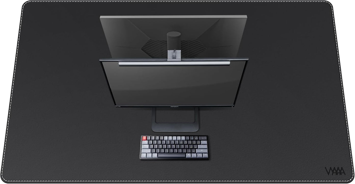 VYAAA Leather Desk Mat, 55"×34.4" Large Mouse Pad, Desktop Protector for Desk, Multifunctional Keyboard Mouse Pad for Home or Office (Black)