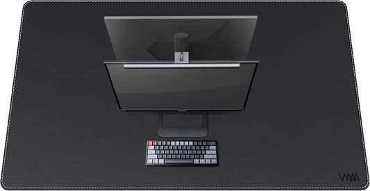 VYAAA Leather Desk Mat, 55"×34.4" Large Mouse Pad, Desktop Protector for Desk, Multifunctional Keyboard Mouse Pad for Home or Office (Black)