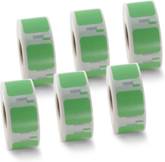 BETCKEY Colored Labels Compatible with Dymo 30332 (1" x 1") Square QR Code Labels, Compatible for Dymo LabelWriter Thermal 450, 4XL & Zebra Desktop Printers [6 Rolls, Green]