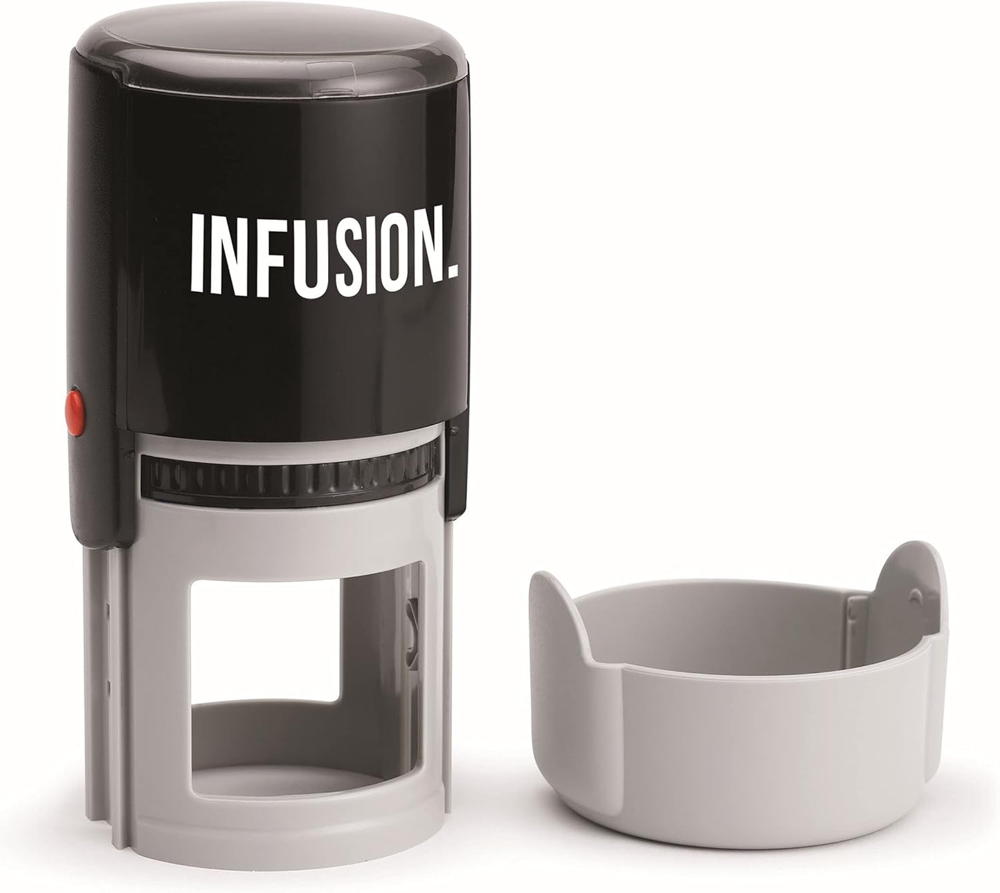 Infusion Custom Text Round Self-Inking Rubber Stamp (2" Diameter) - Up to 3 Lines of Text and Border